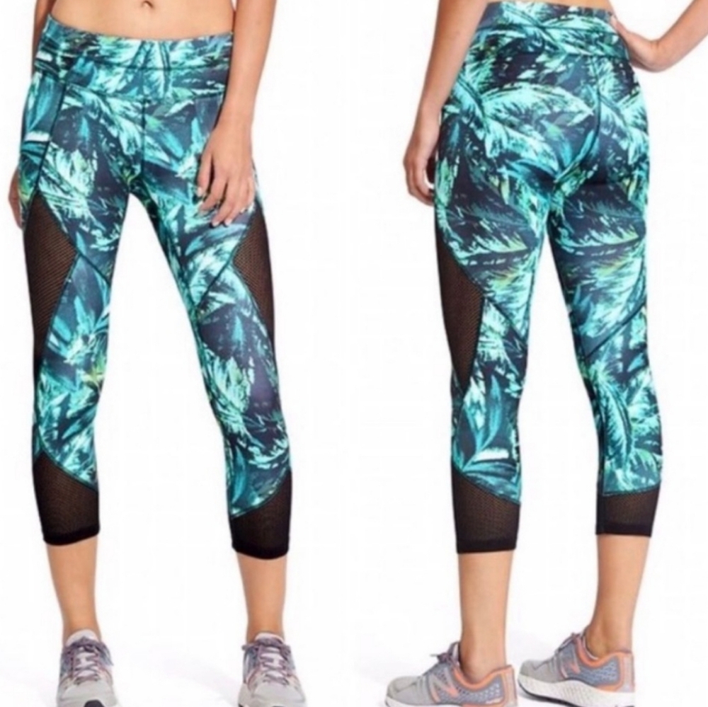 Athleta Napali Mesh Sonar Capri Leggings Active Run Hike Outdoor